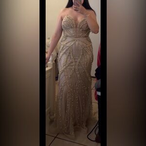 Glamorous Strapless Beaded Prom Dress